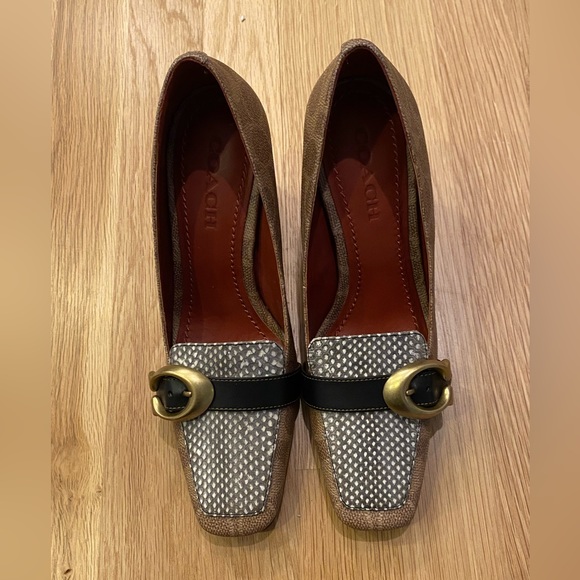 Coach Womens Jade Loafer w Block Heal / Mixed Media / Tan Natural Black / 7 /NWB - Picture 6 of 16